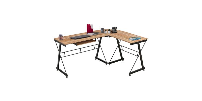 ΓΩΝΙΑΚΟ ΓΡΑΦΕΙΟ WALNUT ΕΠΙΦΑΝΕΙΑ ΜΕ ΜΕΤΑΛΛΙΚΟ ΣΚΕΛΕΤΟ HM2127.02 158Χ120Χ74εκ.