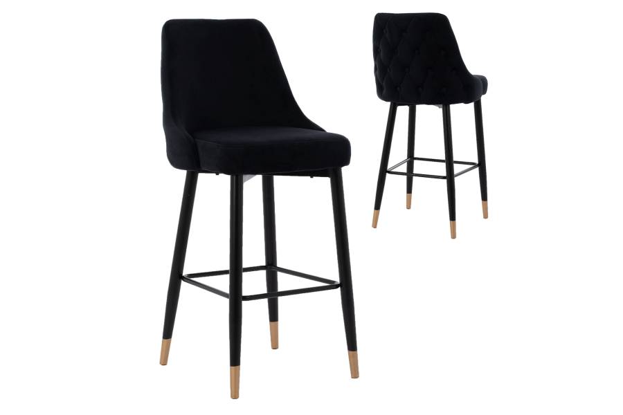 ΣΚΑΜΠΟ ΜΠΑΡ SERENITY HM8519.04 ΒΕΛΟΥΔΟ ΜΑΥΡΟ ΜΕ ΜΕΤΑΛΛΙΚΟ ΣΚΕΛΕΤΟ 53x48x110 εκ.