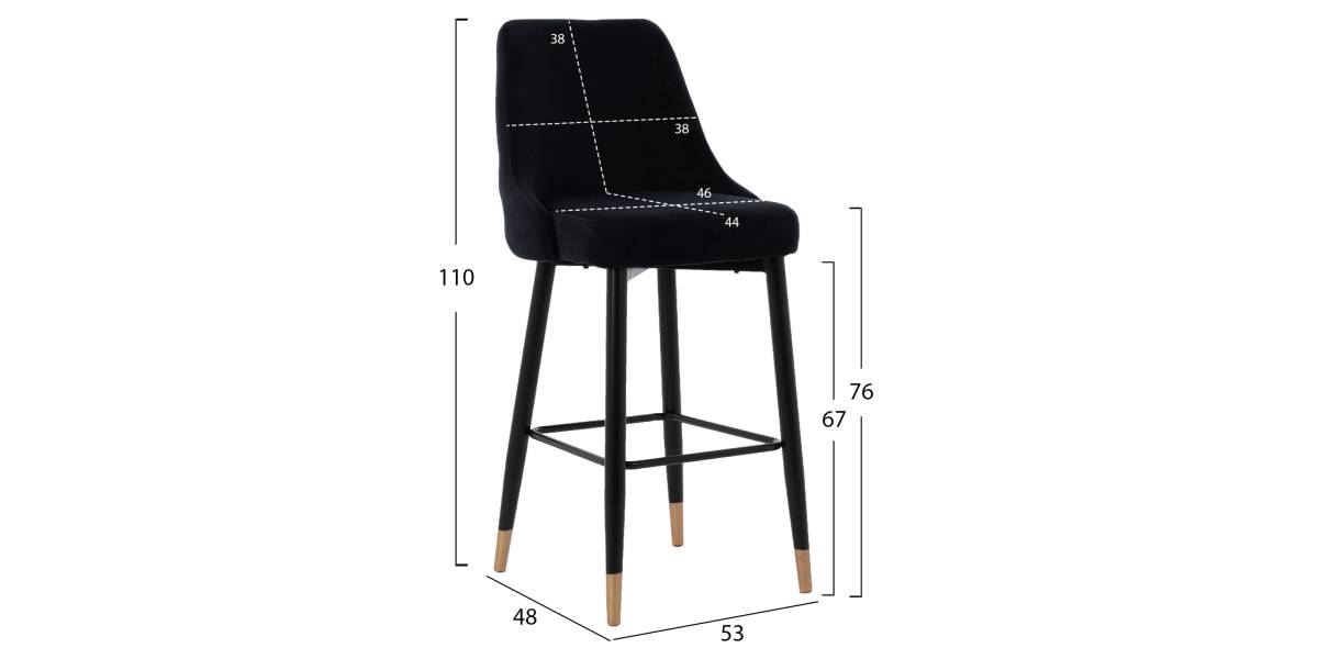 ΣΚΑΜΠΟ ΜΠΑΡ SERENITY HM8519.04 ΒΕΛΟΥΔΟ ΜΑΥΡΟ ΜΕ ΜΕΤΑΛΛΙΚΟ ΣΚΕΛΕΤΟ 53x48x110 εκ.
