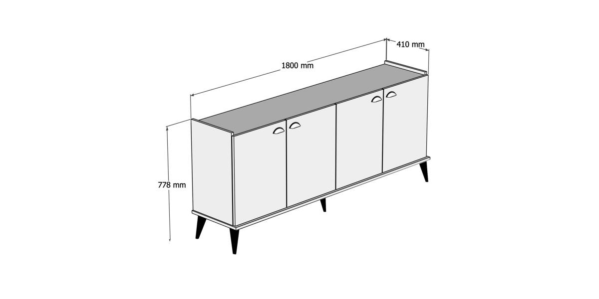 ΜΠΟΥΦΕΣ ΜΕΛΑΜΙΝΗΣ HM9045.01 NATURAL WOOD - ΜΑΥΡΟ ΜΑΡΜΑΡΟ 180x41x77,8Y εκ.