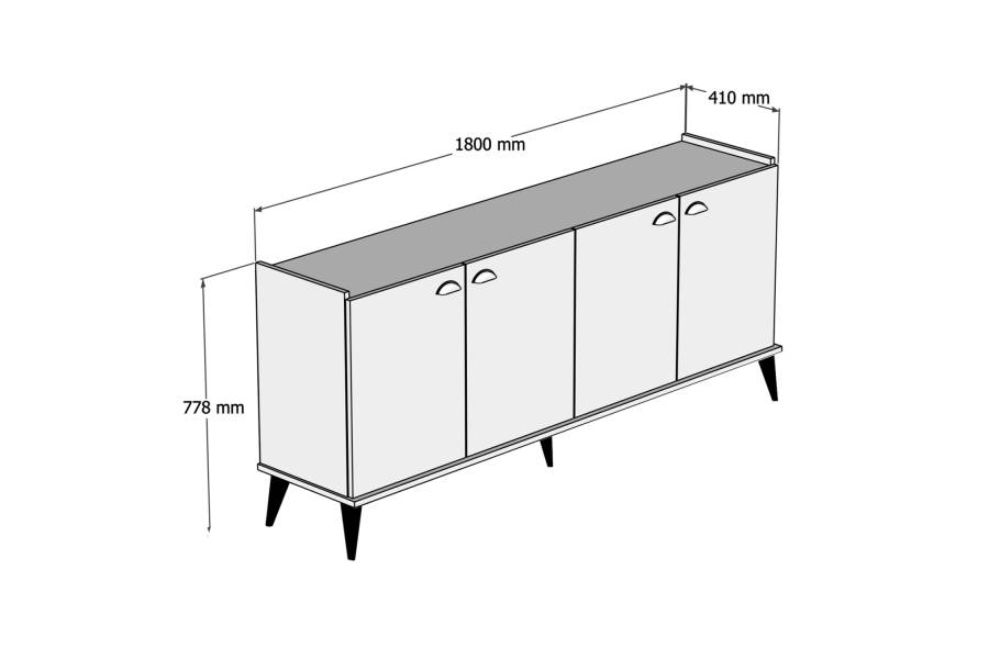 ΜΠΟΥΦΕΣ ΜΕΛΑΜΙΝΗΣ HM9045.01 NATURAL WOOD - ΜΑΥΡΟ ΜΑΡΜΑΡΟ 180x41x77,8Y εκ.