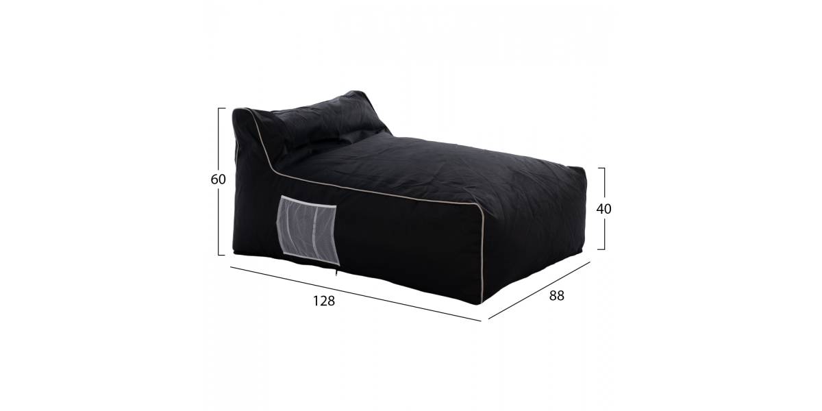 ΠΟΥΦ ZAFER HM5772.02 ΜΕ TEXTILINE ΜΑΥΡΟ ΚΑΙ ΛΕΥΚΟ ΡΕΛΙ 88x128x40-60Υ εκ.