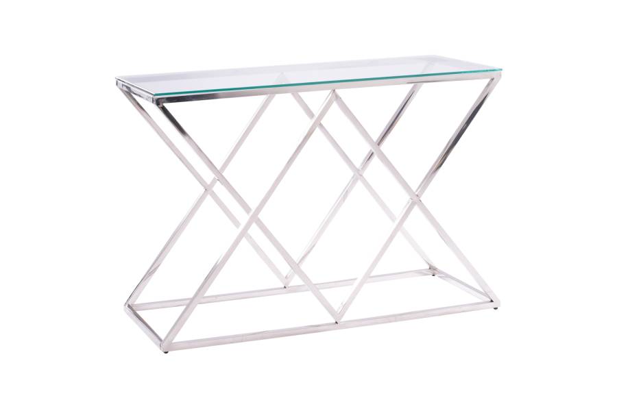ΚΟΝΣΟΛΑ HOLLAND HM8622.01 ΜΕ ΓΥΑΛΙ ΚΑΙ ΒΑΣΗ ΧΡΩΜΙΟΥ 120X40Χ78 EK.