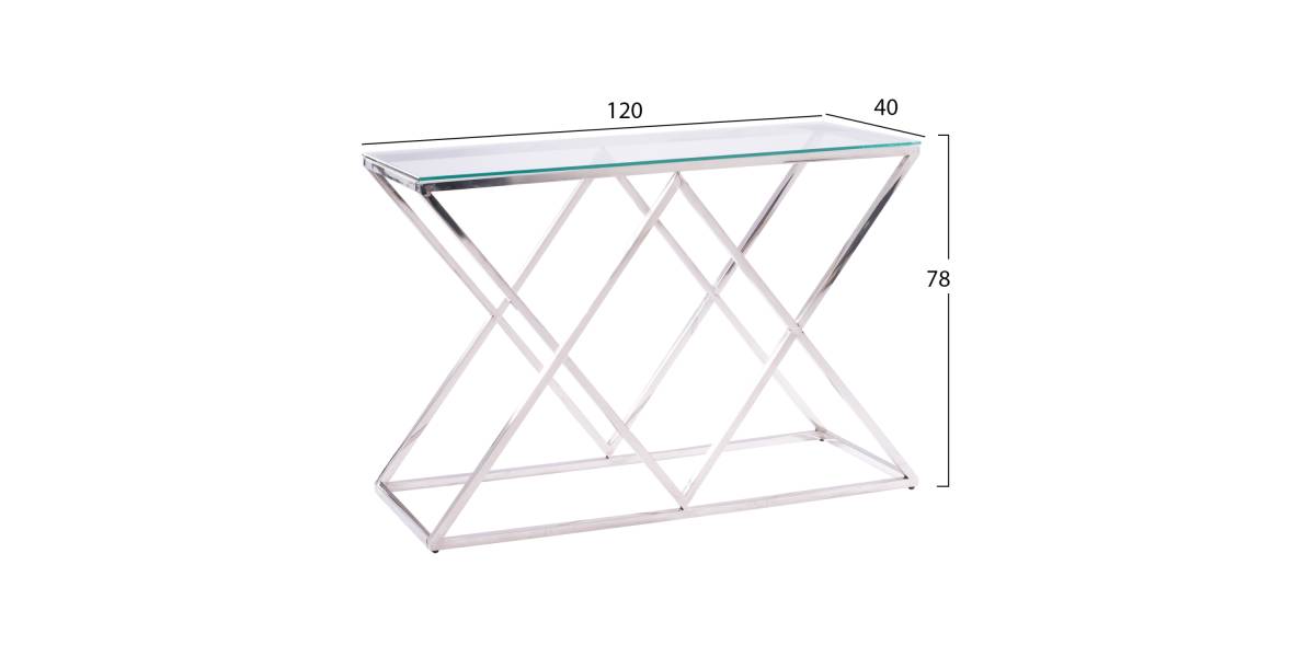 ΚΟΝΣΟΛΑ HOLLAND HM8622.01 ΜΕ ΓΥΑΛΙ ΚΑΙ ΒΑΣΗ ΧΡΩΜΙΟΥ 120X40Χ78 EK.