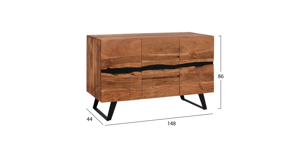 ΜΠΟΥΦΕΣ ΜΕ 3 ΣΥΡΤΑΡΙΑ ALICIA HM8475.11 ΑΠΟ ΜΑΣΙΦ ΞΥΛΟ ΑΚΑΚΙΑΣ 148x44x86Υ εκ.