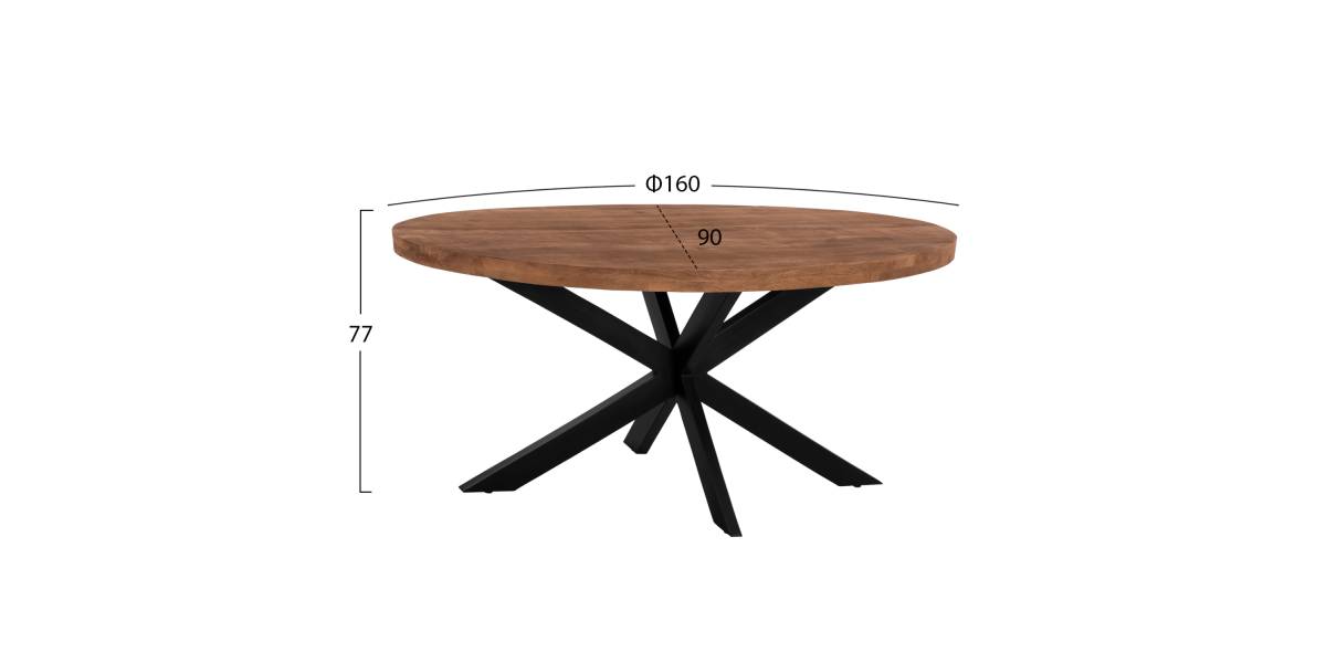 ΤΡΑΠΕΖΙ LEVINHO HM8482.11 OVAL 6εκ.ΠΑΧΟΣ ΜΑΣΙΦ ΞΥΛΟ MANGO 160x90x77Υ εκ.