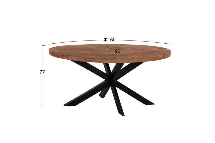 ΤΡΑΠΕΖΙ LEVINHO HM8482.11 OVAL 6εκ.ΠΑΧΟΣ ΜΑΣΙΦ ΞΥΛΟ MANGO 160x90x77Υ εκ.
