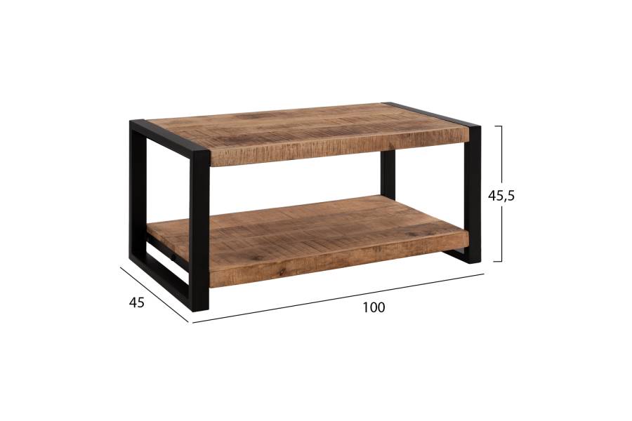 ΤΡΑΠΕΖΙ ΣΑΛΟΝΙΟΥ GATLIN HM8486.11 ΑΠΟ ΜΑΣΙΦ ΞΥΛΟ MANGO 100x45x45,5Υ εκ.
