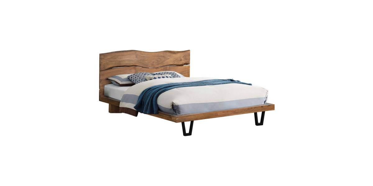 ΚΡΕΒΑΤΙ NICOLE HM8218.11 ΑΠΟ ΜΑΣΙΦ ΞΥΛΟ ΑΚΑΚΙΑΣ 212,5x180x106εκ. ΓΙΑ ΣΤΡΩΜΑ 160Χ200