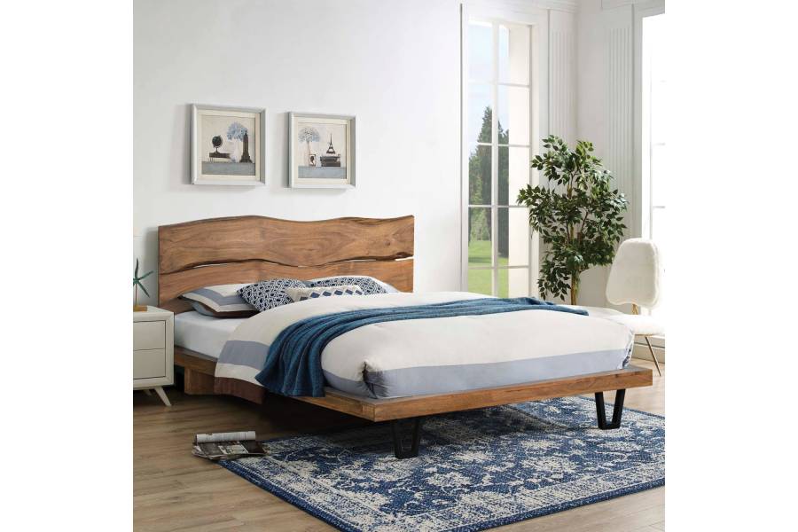 ΚΡΕΒΑΤΙ NICOLE HM8218.11 ΑΠΟ ΜΑΣΙΦ ΞΥΛΟ ΑΚΑΚΙΑΣ 212,5x180x106εκ. ΓΙΑ ΣΤΡΩΜΑ 160Χ200