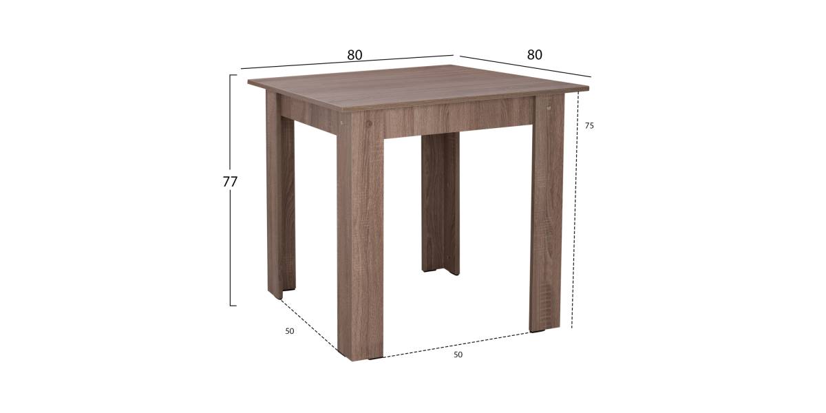 ΤΡΑΠΕΖΙ ΚΟΥΖΙΝΑΣ KELVIN HM2427.05, SONOMA OAK TRUFFLE, 80x80x77εκ.