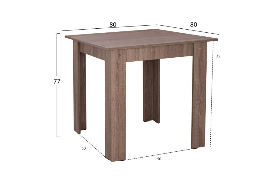 ΤΡΑΠΕΖΙ ΚΟΥΖΙΝΑΣ KELVIN HM2427.05, SONOMA OAK TRUFFLE, 80x80x77εκ.