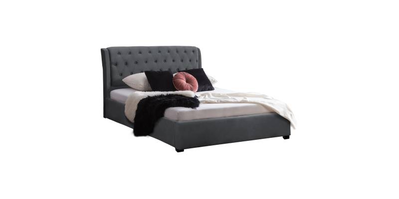 ΚΡΕΒΑΤΙ ODALYS 150X200 ΒΕΛΟΥΔΟ ΥΦΑΣΜΑ ΓΚΡΙ HM549.11 164x223x100 εκ.