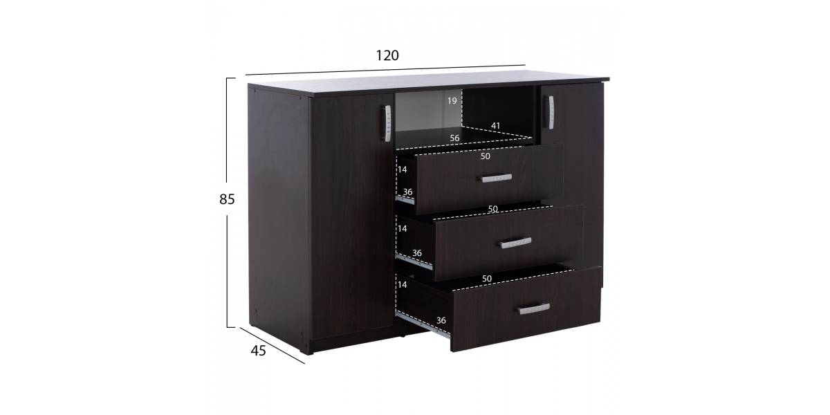 ΜΠΟΥΦΕΣ ΜΕ 2 ΝΤΟΥΛΑΠΙΑ Κ 3 ΣΥΡΤΑΡΙΑ ADLER WENGE HM2430.02 120X45X85Y εκ.