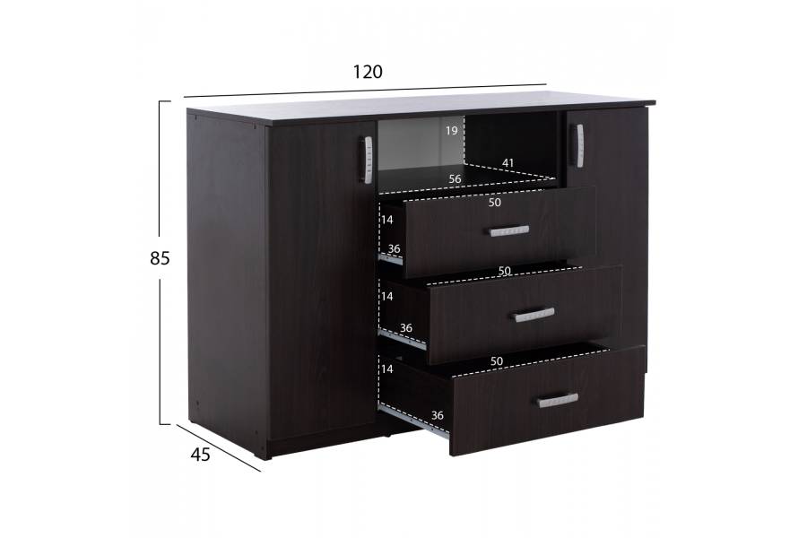 ΜΠΟΥΦΕΣ ΜΕ 2 ΝΤΟΥΛΑΠΙΑ Κ 3 ΣΥΡΤΑΡΙΑ ADLER WENGE HM2430.02 120X45X85Y εκ.