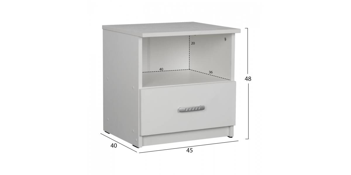 ΚΟΜΟΔΙΝΟ ADLER ΜΕΛΑΜΙΝΗΣ ΛΕΥΚΟ HM2431.03 45x40x48 εκ.