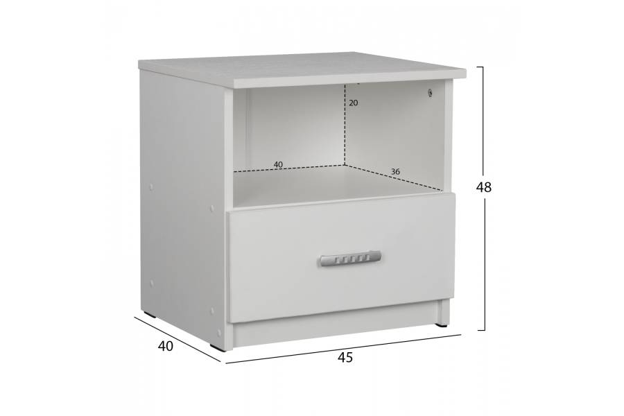 ΚΟΜΟΔΙΝΟ ADLER ΜΕΛΑΜΙΝΗΣ ΛΕΥΚΟ HM2431.03 45x40x48 εκ.