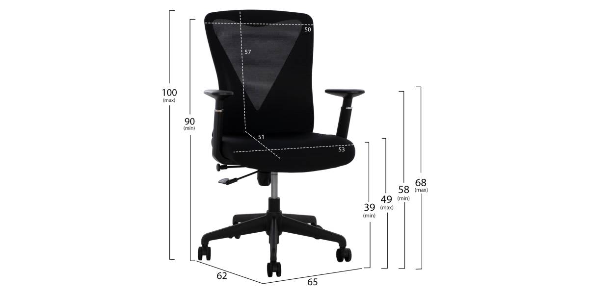 ΚΑΡΕΚΛΑ ΓΡΑΦΕΙΟΥ SUPERIOR ΜΑΥΡΟ HM1170.01 65x62x100 εκ.