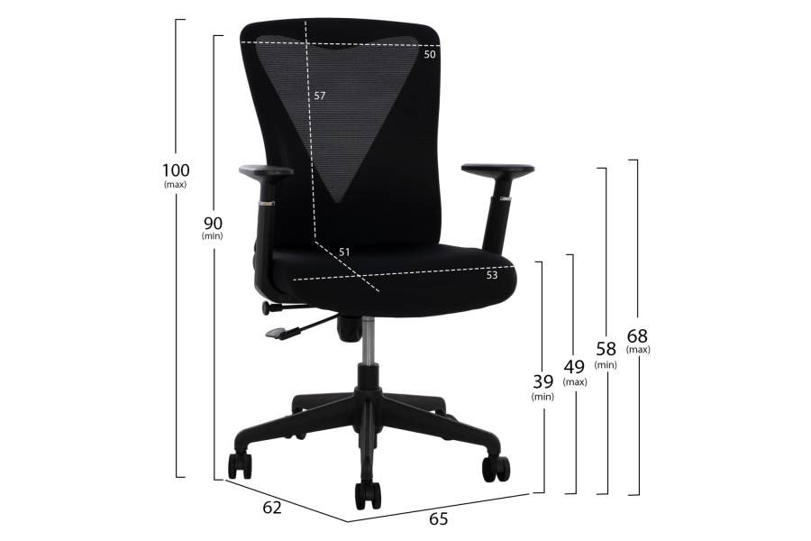 ΚΑΡΕΚΛΑ ΓΡΑΦΕΙΟΥ SUPERIOR ΜΑΥΡΟ HM1170.01 65x62x100 εκ.
