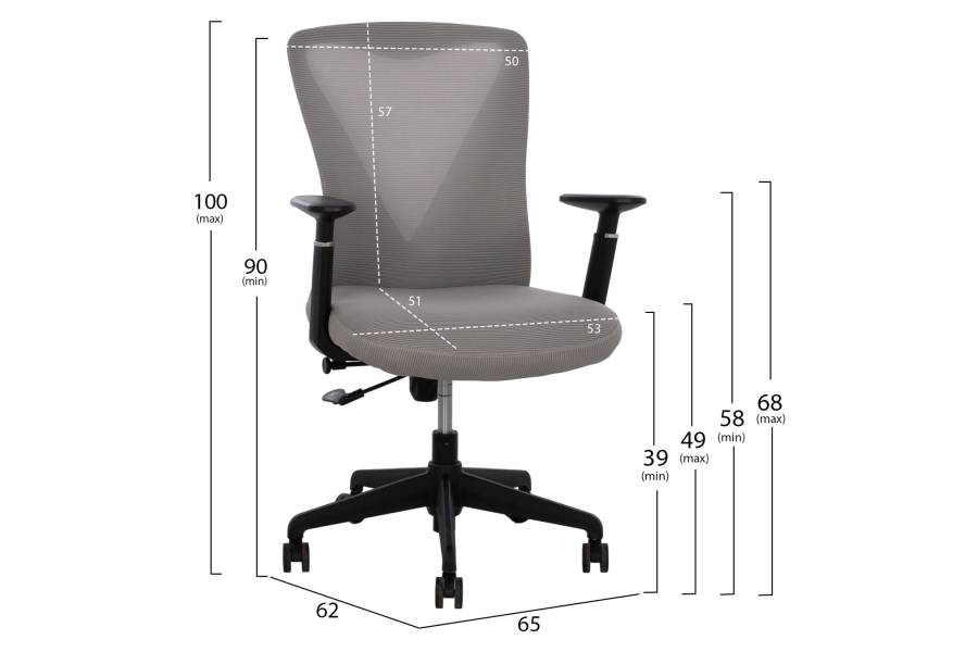 ΚΑΡΕΚΛΑ ΓΡΑΦΕΙΟΥ SUPERIOR ΓΚΡΙ HM1170.10 65x62x100 εκ.
