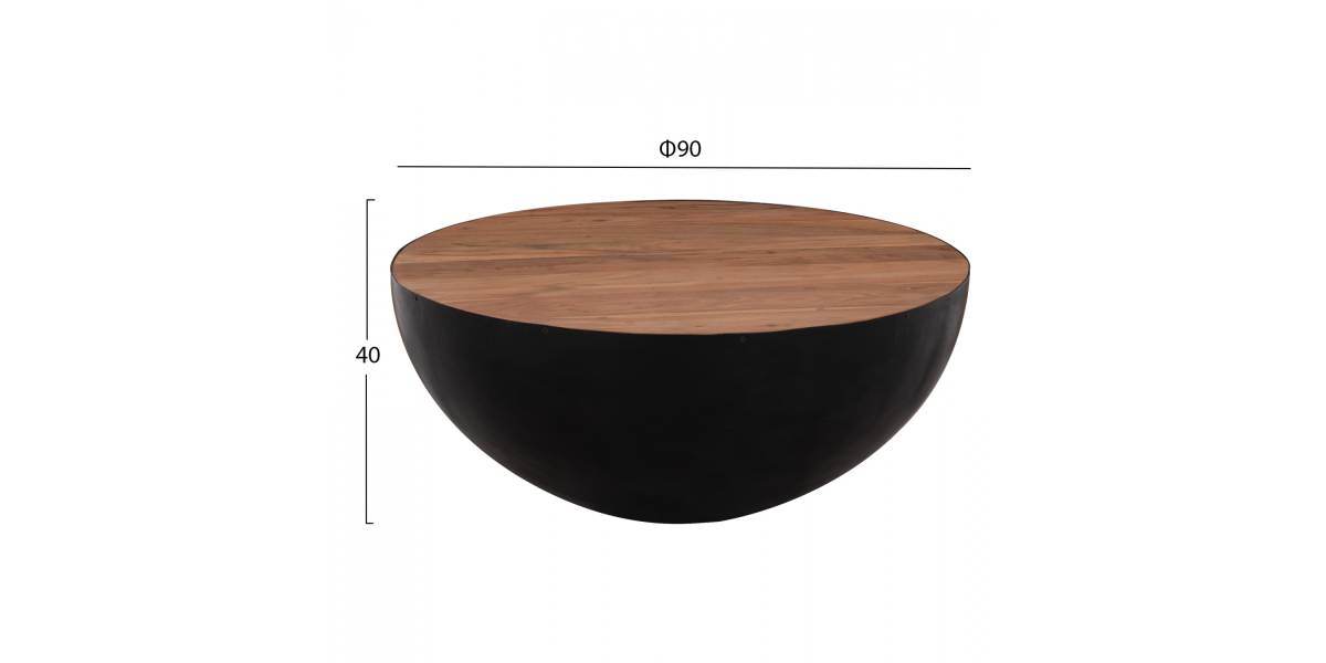 ΔΙΑΚΟΣΜΗΤΙΚΟ ΤΡΑΠΕΖΙ ΣΑΛΟΝΙΟΥ BOWL Φ90X40Yεκ. ΜΑΥΡΟ ΜΕ ΞΥΛΟ ΑΚΑΚΙΑΣ HM8717.01