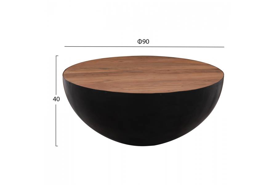 ΔΙΑΚΟΣΜΗΤΙΚΟ ΤΡΑΠΕΖΙ ΣΑΛΟΝΙΟΥ BOWL Φ90X40Yεκ. ΜΑΥΡΟ ΜΕ ΞΥΛΟ ΑΚΑΚΙΑΣ HM8717.01