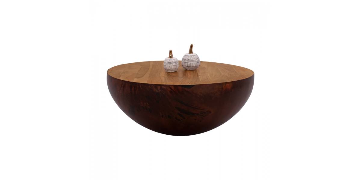 ΔΙΑΚΟΣΜΗΤΙΚΟ ΤΡΑΠΕΖΙ ΣΑΛΟΝΙΟΥ BOWL Φ90X40Yεκ. RUSTY ΜΕ ΞΥΛΟ ΑΚΑΚΙΑΣ HM8717.02