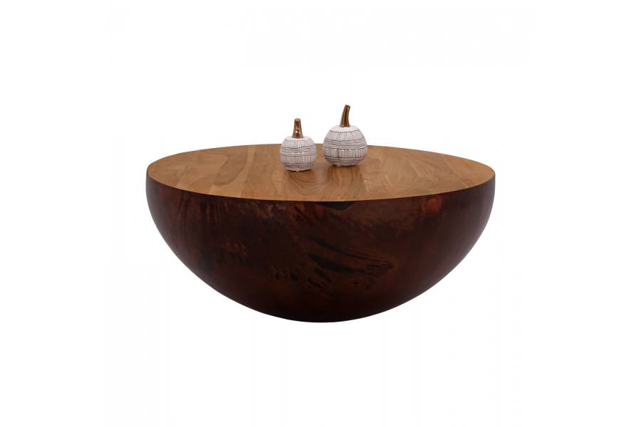 ΔΙΑΚΟΣΜΗΤΙΚΟ ΤΡΑΠΕΖΙ ΣΑΛΟΝΙΟΥ BOWL Φ90X40Yεκ. RUSTY ΜΕ ΞΥΛΟ ΑΚΑΚΙΑΣ HM8717.02
