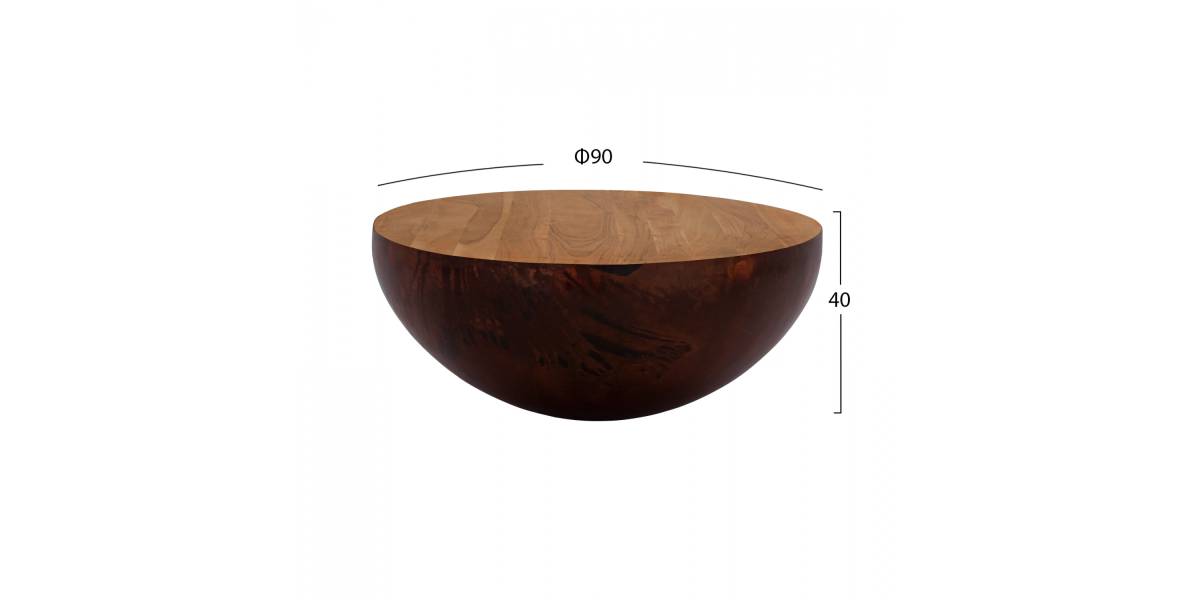 ΔΙΑΚΟΣΜΗΤΙΚΟ ΤΡΑΠΕΖΙ ΣΑΛΟΝΙΟΥ BOWL Φ90X40Yεκ. RUSTY ΜΕ ΞΥΛΟ ΑΚΑΚΙΑΣ HM8717.02
