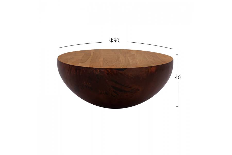 ΔΙΑΚΟΣΜΗΤΙΚΟ ΤΡΑΠΕΖΙ ΣΑΛΟΝΙΟΥ BOWL Φ90X40Yεκ. RUSTY ΜΕ ΞΥΛΟ ΑΚΑΚΙΑΣ HM8717.02