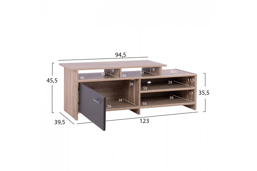 ΕΠΙΠΛΟ TV SCOTT HM8766.02 123x39,5x35,5-45,5Y εκ. SONAMA ΓΚΡΙ
