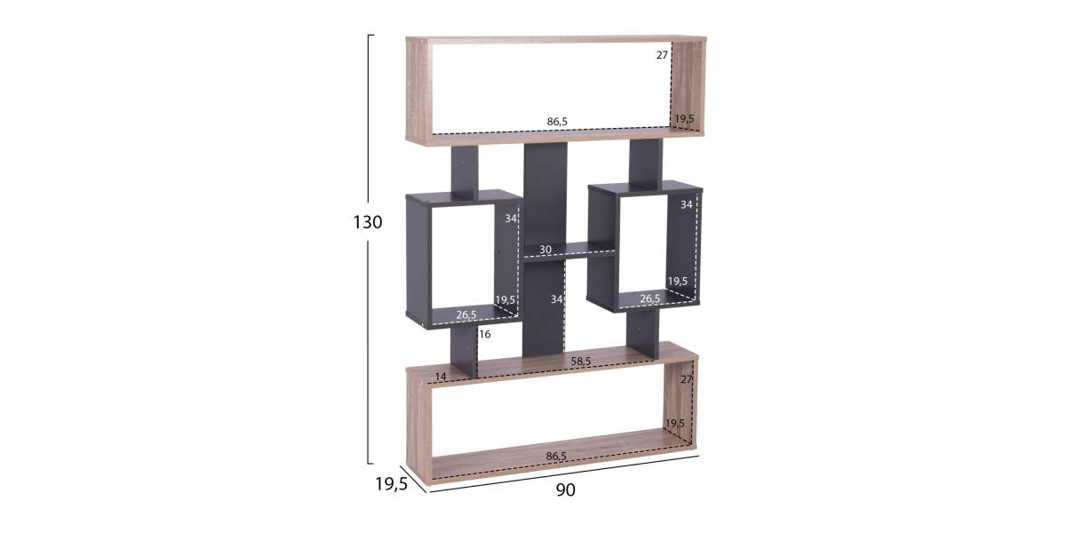 ΒΙΒΛΙΟΘΗΚΗ CHANDLER HM8769.02 90X19.5X130 ΓΚΡΙ