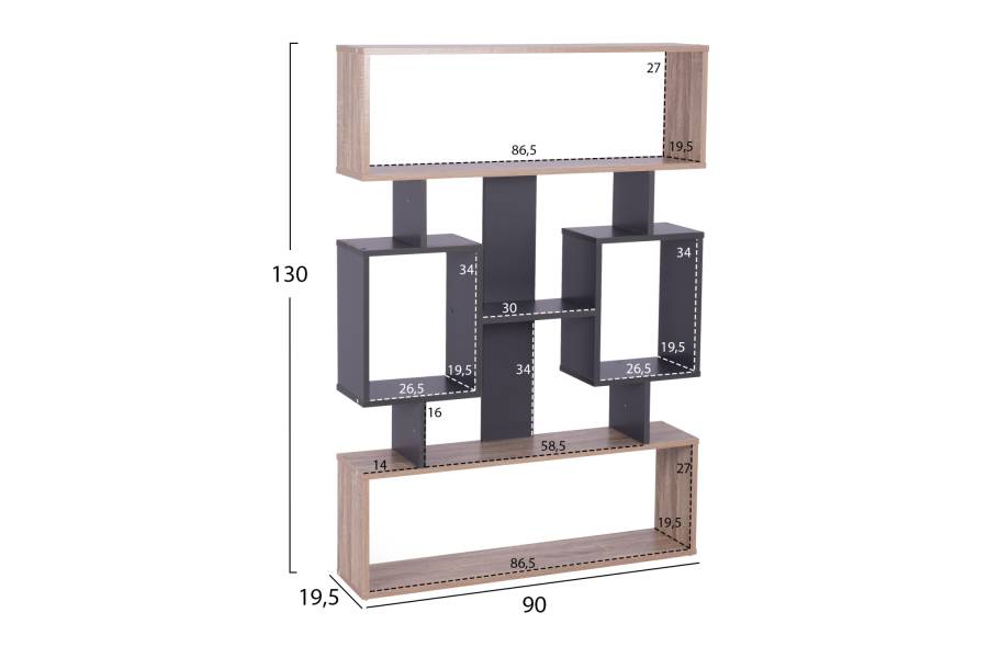 ΒΙΒΛΙΟΘΗΚΗ CHANDLER HM8769.02 90X19.5X130 ΓΚΡΙ