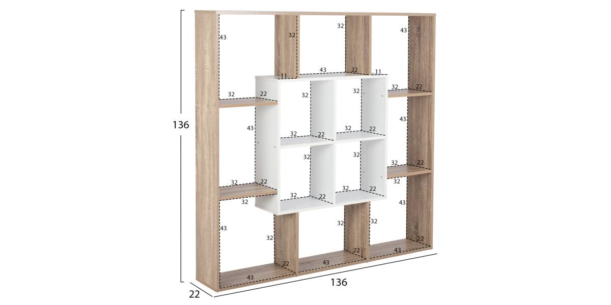 ΒΙΒΛΙΟΘΗΚΗ BRODY HM8771.01 136X22X136 ΛΕΥΚΟ