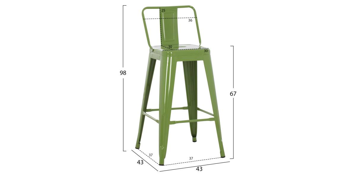 ΣΚΑΜΠΟ ΜΕΣΑΙΟΥ ΥΨΟΥΣ ΜΕΤΑΛΛΙΚΟ MELITA ΣΕ LIGHT OLIVE GREEN HM8574.13 42x42x98 εκ.