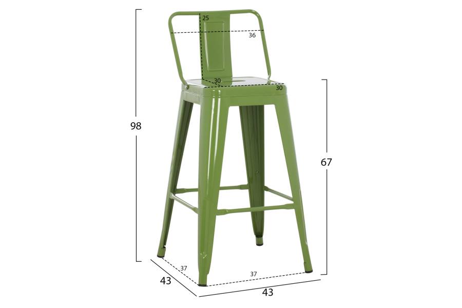 ΣΚΑΜΠΟ ΜΕΣΑΙΟΥ ΥΨΟΥΣ ΜΕΤΑΛΛΙΚΟ MELITA ΣΕ LIGHT OLIVE GREEN HM8574.13 42x42x98 εκ.