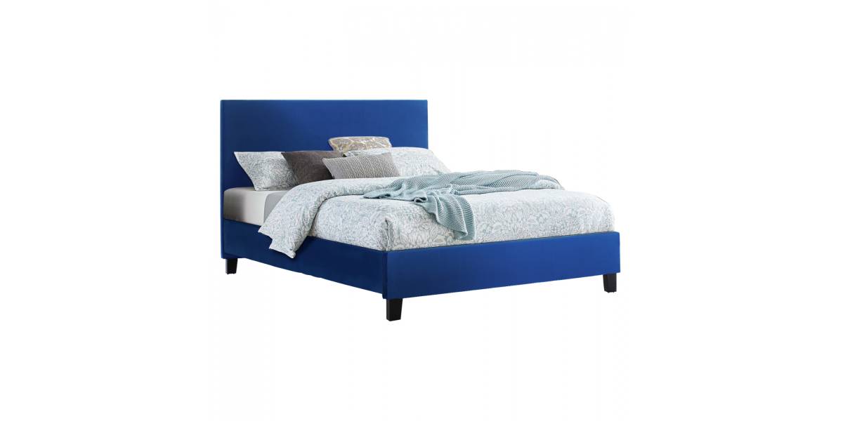 ΚΡΕΒΑΤΙ BECCA ΑΠΟ ΒΕΛΟΥΔΟ ΜΠΛΕ HM553.18 ΓΙΑ ΣΤΡΩΜΑ 150x200 εκ.