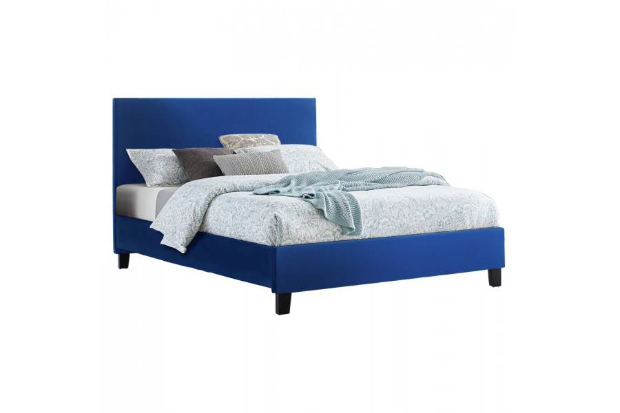 ΚΡΕΒΑΤΙ BECCA ΑΠΟ ΒΕΛΟΥΔΟ ΜΠΛΕ HM553.18 ΓΙΑ ΣΤΡΩΜΑ 150x200 εκ.