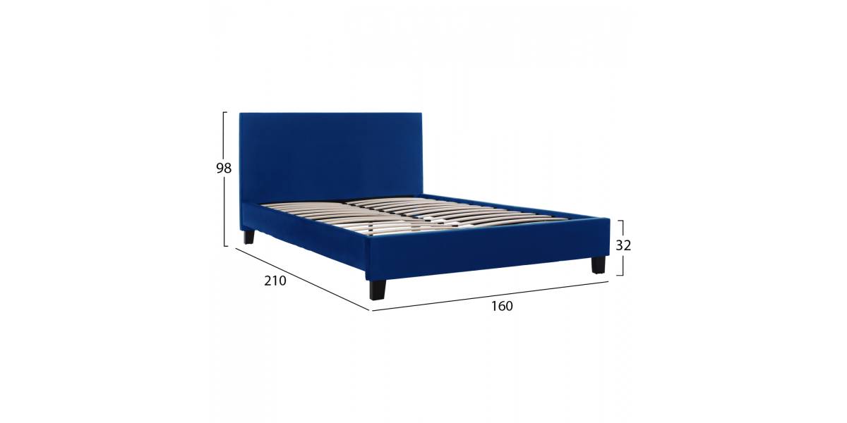 ΚΡΕΒΑΤΙ BECCA ΑΠΟ ΒΕΛΟΥΔΟ ΜΠΛΕ HM553.18 ΓΙΑ ΣΤΡΩΜΑ 150x200 εκ.