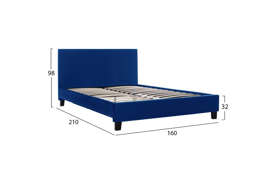 ΚΡΕΒΑΤΙ BECCA ΑΠΟ ΒΕΛΟΥΔΟ ΜΠΛΕ HM553.18 ΓΙΑ ΣΤΡΩΜΑ 150x200 εκ.