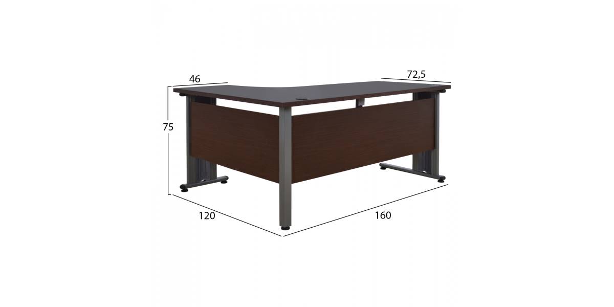 ΓΡΑΦΕΙΟ ΕΠΑΓΓΕΛΜΑΤΙΚΟ VALDEN HM2043.02R WENGE ΜΕ ΔΕΞΙΑ ΓΩΝΙΑ 160X120X75