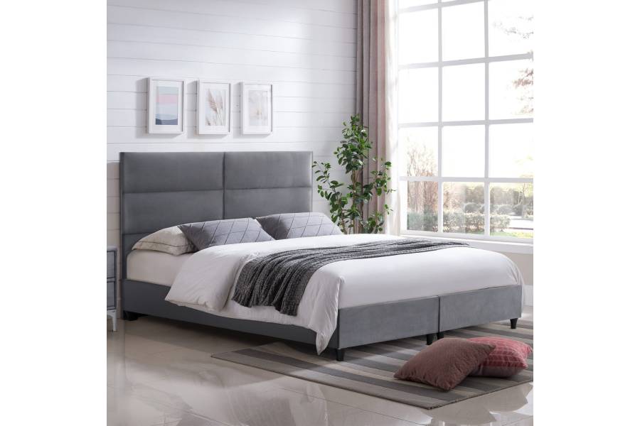 ΚΡΕΒΑΤΙ MILO ΑΠΟ ΓΚΡΙ ΒΕΛΟΥΔΟ HM628.10 ΓΙΑ ΣΤΡΩΜΑ 180x200 εκ.