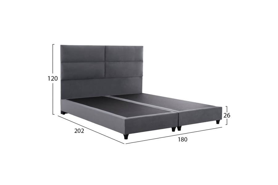 ΚΡΕΒΑΤΙ MILO ΑΠΟ ΓΚΡΙ ΒΕΛΟΥΔΟ HM628.10 ΓΙΑ ΣΤΡΩΜΑ 180x200 εκ.