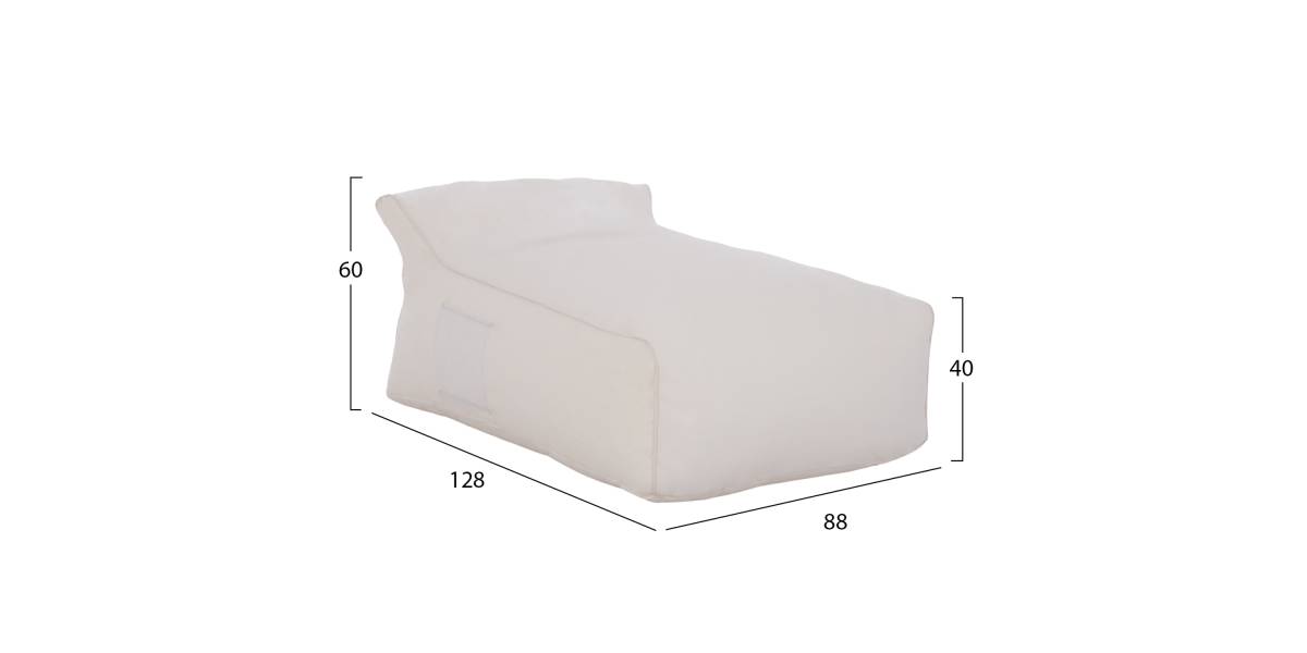 ΠΟΥΦ ZAFER HM5772.11 ΜΕ TEXTILENE 600gr/m2 2X1 ΛΕΥΚΟ 88x128x60Υεκ