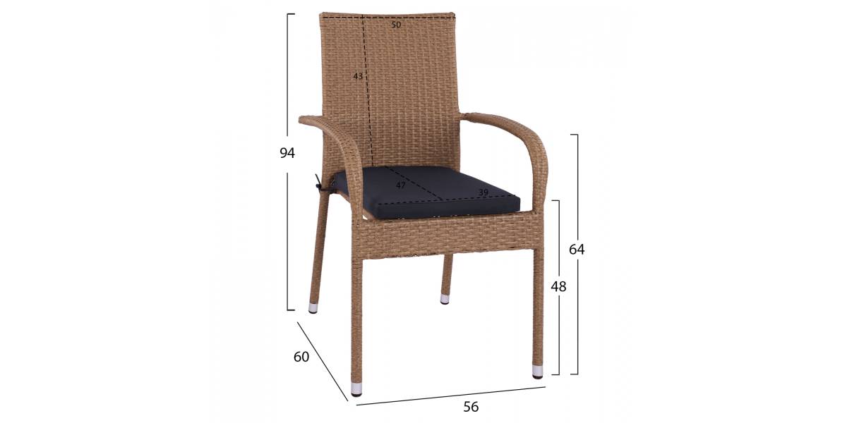 ΣΕΤ ΤΡΑΠΕΖΑΡΙΑΣ 5ΤΜΧ ΤΡΑΠ. 120Χ70 & ΠΟΛΥΘΡΟΝΕΣ WICKER RATTAN ΜΠΕΖ ΚΑΦΕ HM11711.32