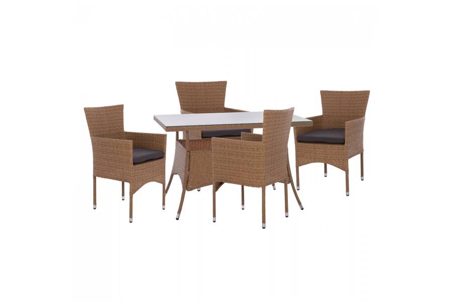 ΣΕΤ ΤΡΑΠΕΖΑΡΙΑΣ 5ΤΜΧ ΤΡΑΠ. 120Χ70 & ΠΟΛΥΘΡΟΝΕΣ WICKER RATTAN ΜΠΕΖ ΚΑΦΕ HM11712.32