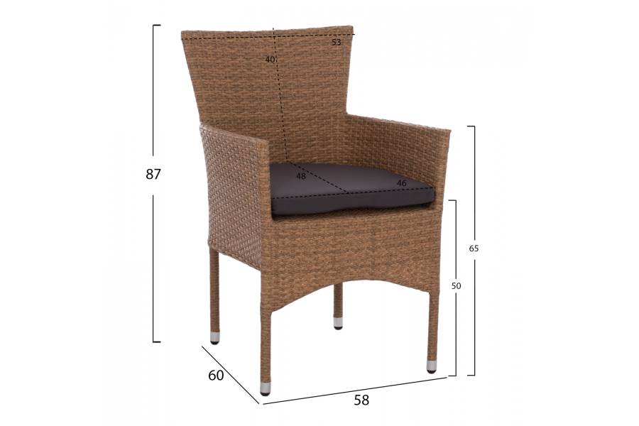 ΣΕΤ ΤΡΑΠΕΖΑΡΙΑΣ 5ΤΜΧ ΤΡΑΠ. 120Χ70 & ΠΟΛΥΘΡΟΝΕΣ WICKER RATTAN ΜΠΕΖ ΚΑΦΕ HM11712.32