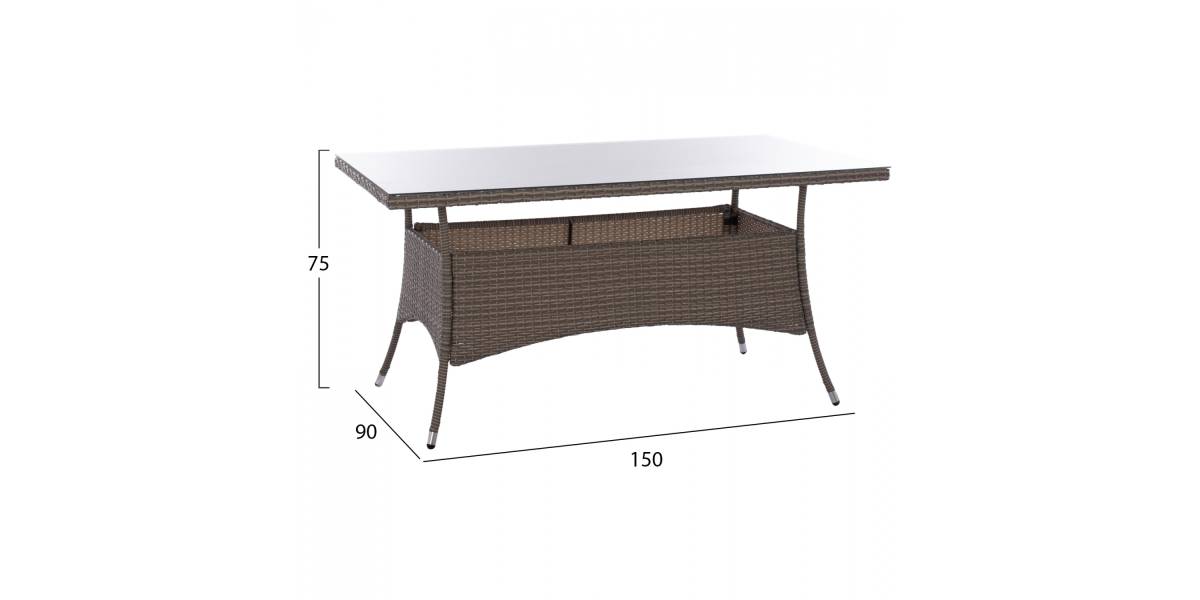 ΣΕΤ ΤΡΑΠΕΖΑΡΙΑΣ 5ΤΜΧ ΤΡΑΠ. 150Χ90 & ΠΟΛΥΘΡΟΝΕΣ WICKER RATTAN ΓΚΡΙ HM11714.01