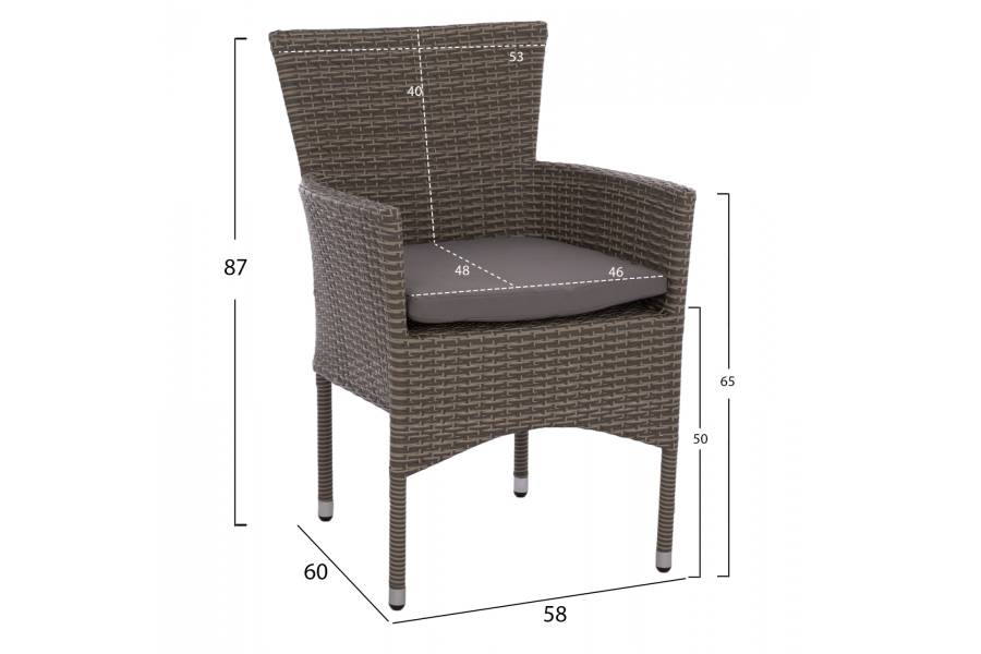 ΣΕΤ ΤΡΑΠΕΖΑΡΙΑΣ 5ΤΜΧ ΤΡΑΠ. 150Χ90 & ΠΟΛΥΘΡΟΝΕΣ WICKER RATTAN ΓΚΡΙ HM11714.01