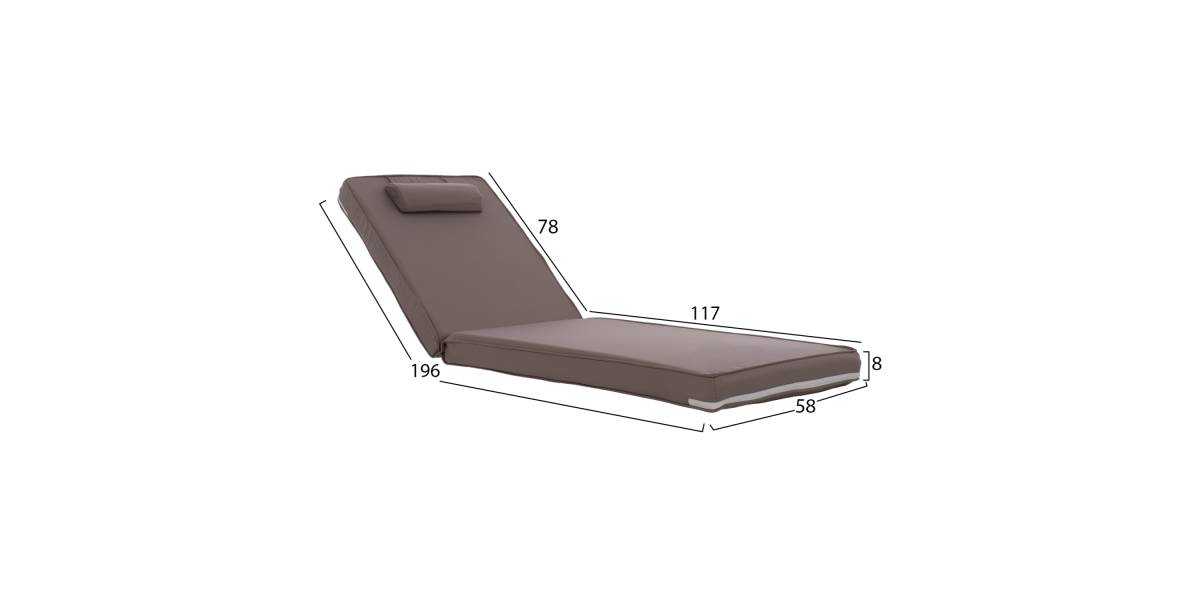 ΜΑΞΙΛΑΡΙ ΞΑΠΛΩΣΤΡΑΣ TEXTILENE 600gr SIFNOS ΜΟΚΑ HM11236.04T 196(117+1+78)x58x9εκ.